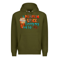 Army Green pumpkin spice living my best life Premium Hoodie - AdoDesignShop