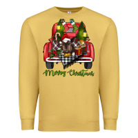Antique Gold Merry Christmas Farm Truck With Baby Cow Premium Sweatshirt - RanaPortraitStore