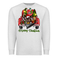 Oatmeal Heather Merry Christmas Farm Truck With Baby Cow Premium Sweatshirt - RanaPortraitStore