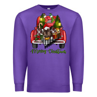 Purple Merry Christmas Farm Truck With Baby Cow Premium Sweatshirt - RanaPortraitStore