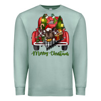 Seafoam Merry Christmas Farm Truck With Baby Cow Premium Sweatshirt - RanaPortraitStore