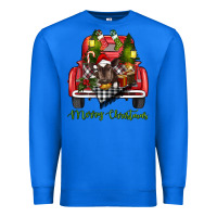 True Royal Merry Christmas Farm Truck With Baby Cow Premium Sweatshirt - RanaPortraitStore