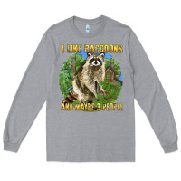 Heather Grey i like raccoons and 3 people Long Sleeve Tee - BarkalooDesign