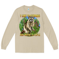 Mushroom i like raccoons and 3 people Long Sleeve Tee - BarkalooDesign