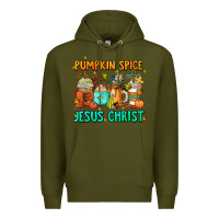 Army Green pumpkin spıce jesus christ coffee cups Premium Hoodie - AdoDesignShop