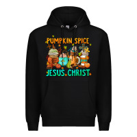 Black pumpkin spıce jesus christ coffee cups Premium Hoodie - AdoDesignShop