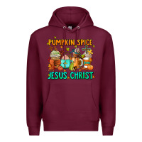 Burgundy pumpkin spıce jesus christ coffee cups Premium Hoodie - AdoDesignShop