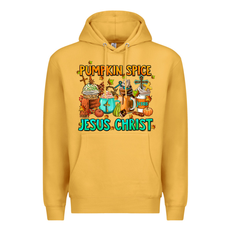 Pumpkin Spıce Jesus Christ Coffee Cups Premium Hoodie by AdoDesignShop | Teevron