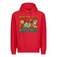 Red pumpkin spıce jesus christ coffee cups Premium Hoodie - AdoDesignShop