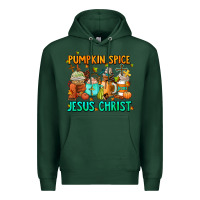 Sports Green pumpkin spıce jesus christ coffee cups Premium Hoodie - AdoDesignShop