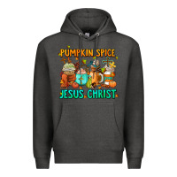 Charcoal Heather pumpkin spıce jesus christ coffee cups Premium Hoodie - AdoDesignShop