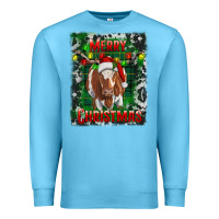 Ocean Blue Western Merry Christmas Longhorn Cow Premium Sweatshirt - RanaPortraitStore