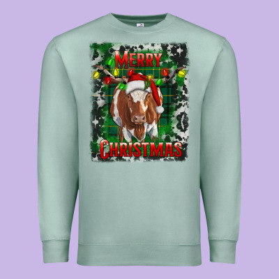 Premium Sweatshirt Western Merry Christmas Longhorn Cow