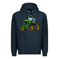 Navy farm tractor Premium Hoodie - AdoDesignShop