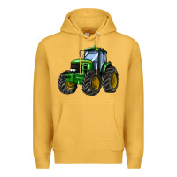 Mustard farm tractor Premium Hoodie - AdoDesignShop