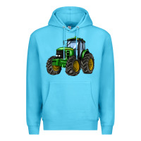 Ocean Blue farm tractor Premium Hoodie - AdoDesignShop