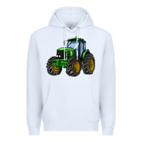 White farm tractor Premium Hoodie - AdoDesignShop