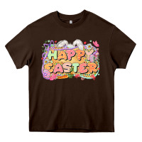 Chocolate Brown Happy Easter Heavy Core Tee - LillyAllenDesigns