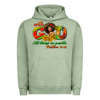 Pigment Oil Green with god all things are possible juneteenth Urban Hoodie - AdoDesignShop