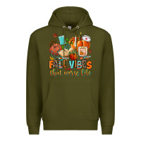 Army Green fall vibes and that nurse life Premium Hoodie - AdoDesignShop