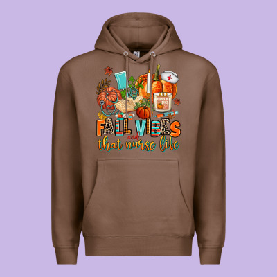 Fall Vibes And That Nurse Life Premium Hoodie Designed By Adodesignshop
