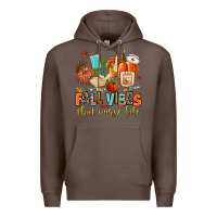 Coffee fall vibes and that nurse life Premium Hoodie - AdoDesignShop
