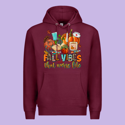 Fall Vibes And That Nurse Life Premium Hoodie Designed By Adodesignshop