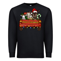 Black Merry Christmas Truck Farm Animals Premium Sweatshirt - RanaPortraitStore