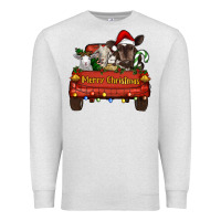 Oatmeal Heather Merry Christmas Truck Farm Animals Premium Sweatshirt - RanaPortraitStore