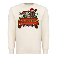 Sandshell Merry Christmas Truck Farm Animals Premium Sweatshirt - RanaPortraitStore