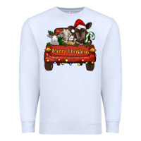 White Merry Christmas Truck Farm Animals Premium Sweatshirt - RanaPortraitStore