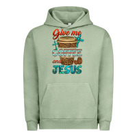 Pigment Oil Green give me coffee and jesus Urban Hoodie - BundleAndBundleShop