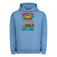 Pigment Pebble Blue give me coffee and jesus Urban Hoodie - BundleAndBundleShop
