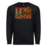 Black Merry Christmas Y'all Boots Premium Sweatshirt - RanaPortraitStore