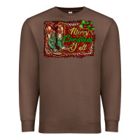 Chestnut Merry Christmas Y'all Boots Premium Sweatshirt - RanaPortraitStore