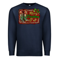 Navy Merry Christmas Y'all Boots Premium Sweatshirt - RanaPortraitStore