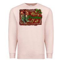 Pale Pink Merry Christmas Y'all Boots Premium Sweatshirt - RanaPortraitStore