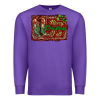 Purple Merry Christmas Y'all Boots Premium Sweatshirt - RanaPortraitStore