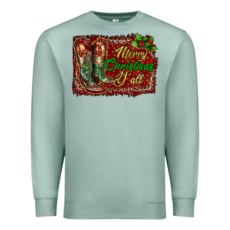 Merry Christmas Y'all Boots Premium Sweatshirt by RanaPortraitStore | Teevron