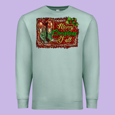 Premium Sweatshirt Merry Christmas Y'all Boots