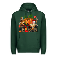 Sports Green fall and  hockey  tis the season Premium Hoodie - AdoDesignShop