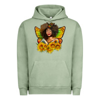 Pigment Oil Green butterfly afro woman juneteenth Urban Hoodie - AdoDesignShop