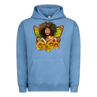 Pigment Pebble Blue butterfly afro woman juneteenth Urban Hoodie - AdoDesignShop