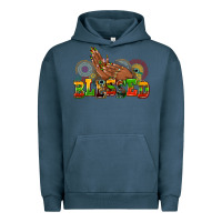 Pigment Midnight Navy blessed afro woman hands Urban Hoodie - AdoDesignShop