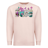 Pale Pink blessed coffee cups Premium Sweatshirt - texasbilliewilder