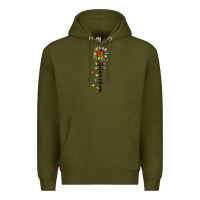 Army Green autism mama sunflower black Premium Hoodie - JahusDesignShop