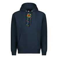 Navy autism mama sunflower black Premium Hoodie - JahusDesignShop