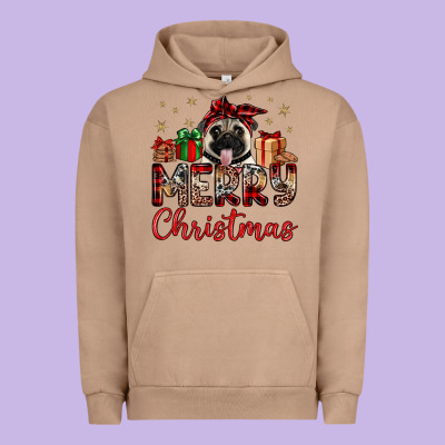 Merry Christmas Pug Urban Hoodie Designed By Jahusdesignshop
