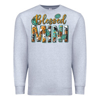 Heather Grey blessed mini with leopard and aztec Premium Sweatshirt - texasbilliewilder