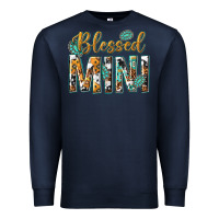 Navy blessed mini with leopard and aztec Premium Sweatshirt - texasbilliewilder